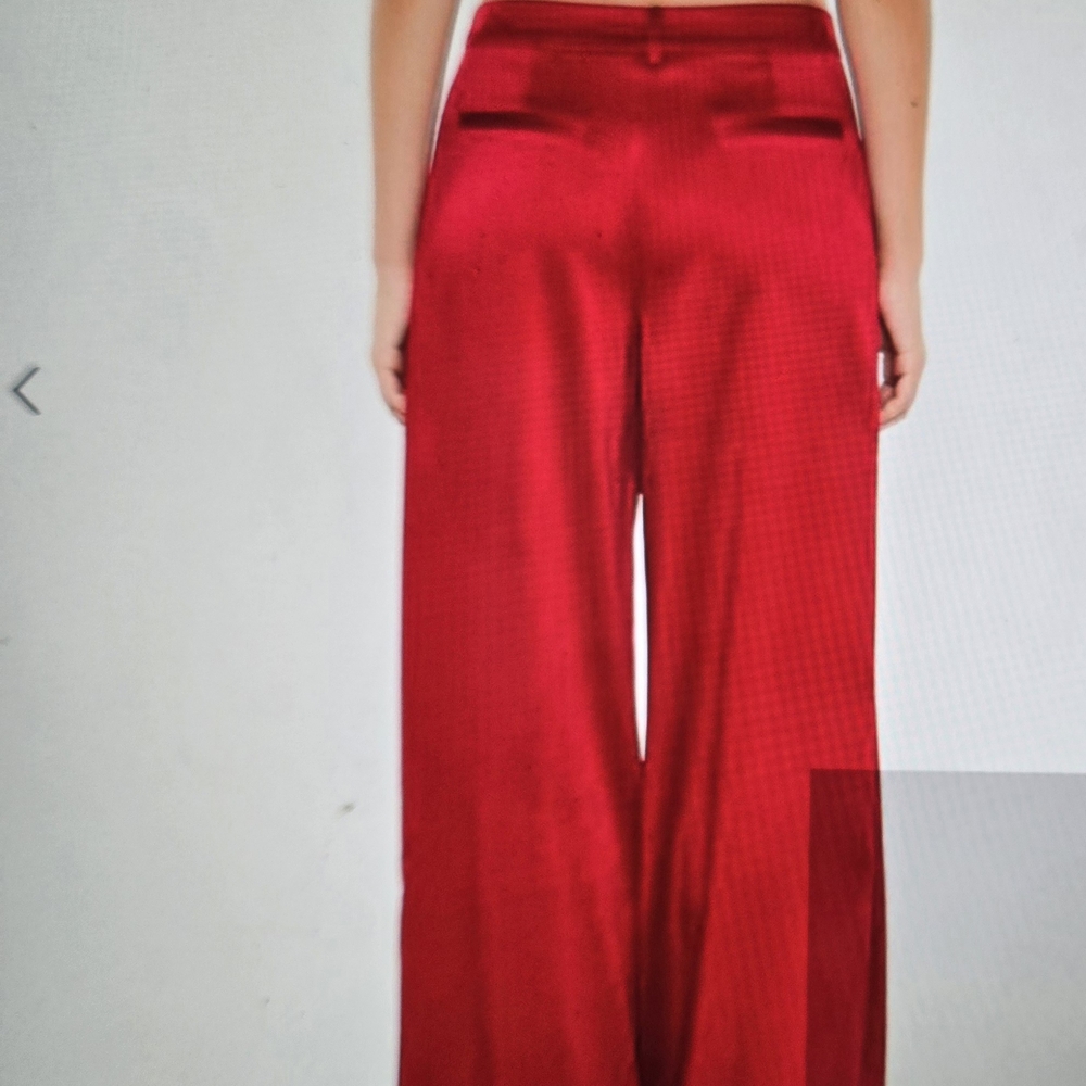 Forever 21 Red Wide Leg Satin Trousers TALL Girl Friendly